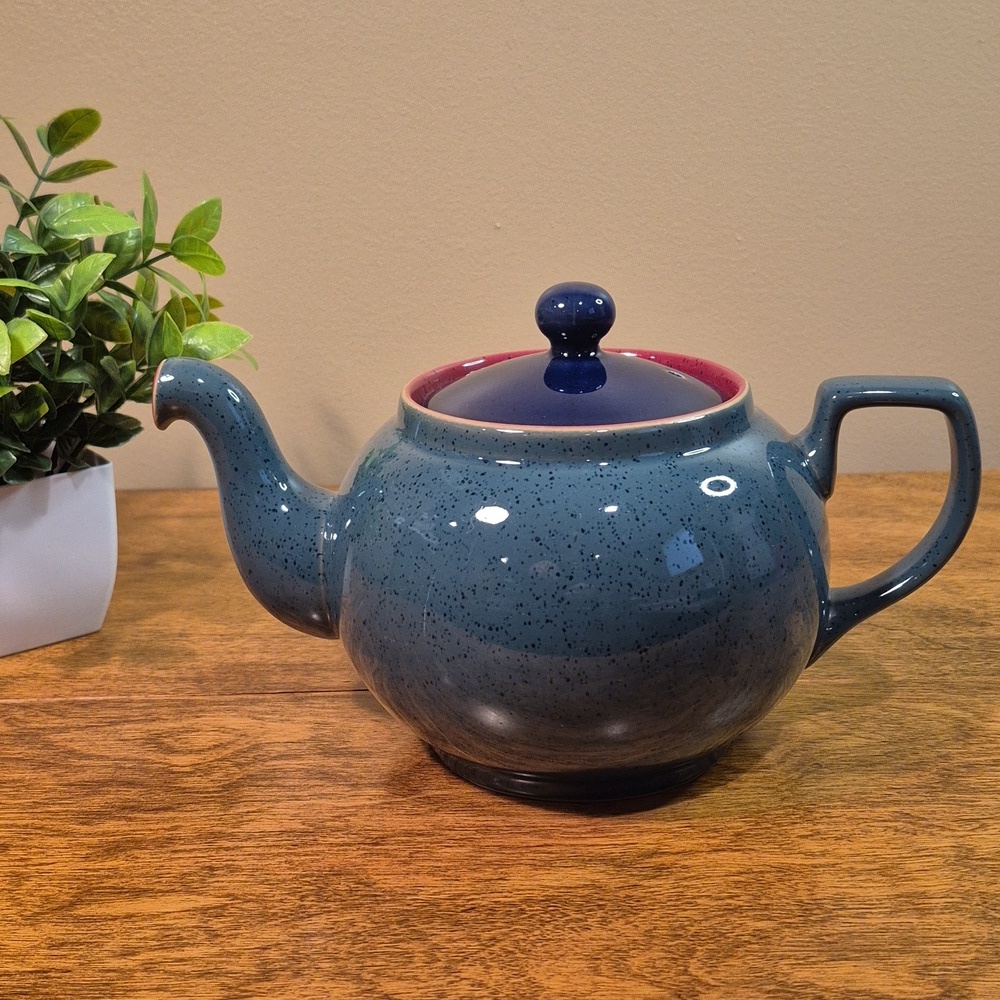 DENBY Retired Discontinued 90s 'Harlequin' Pattern Stoneware Teapot